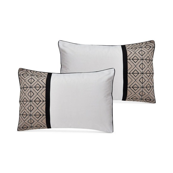 Hallmart Collectibles Sergio Geometric 7-Pc. Comforter Set - FULL - Taupe Multi - Picture 3 of 8